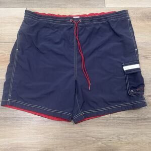 Vintage 90's Tommy Hilfiger XXL Red White & Blue Short Swim Trunks Y2K Preppy